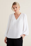 Gathered V Neck Blouse    hi-res