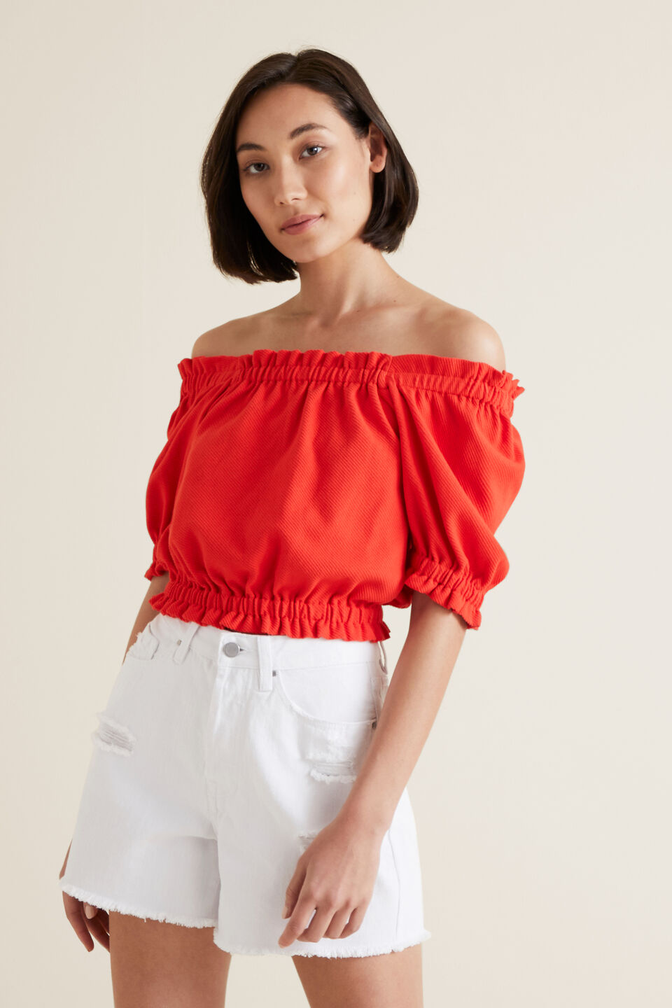 Blouson Sleeve Crop Top  