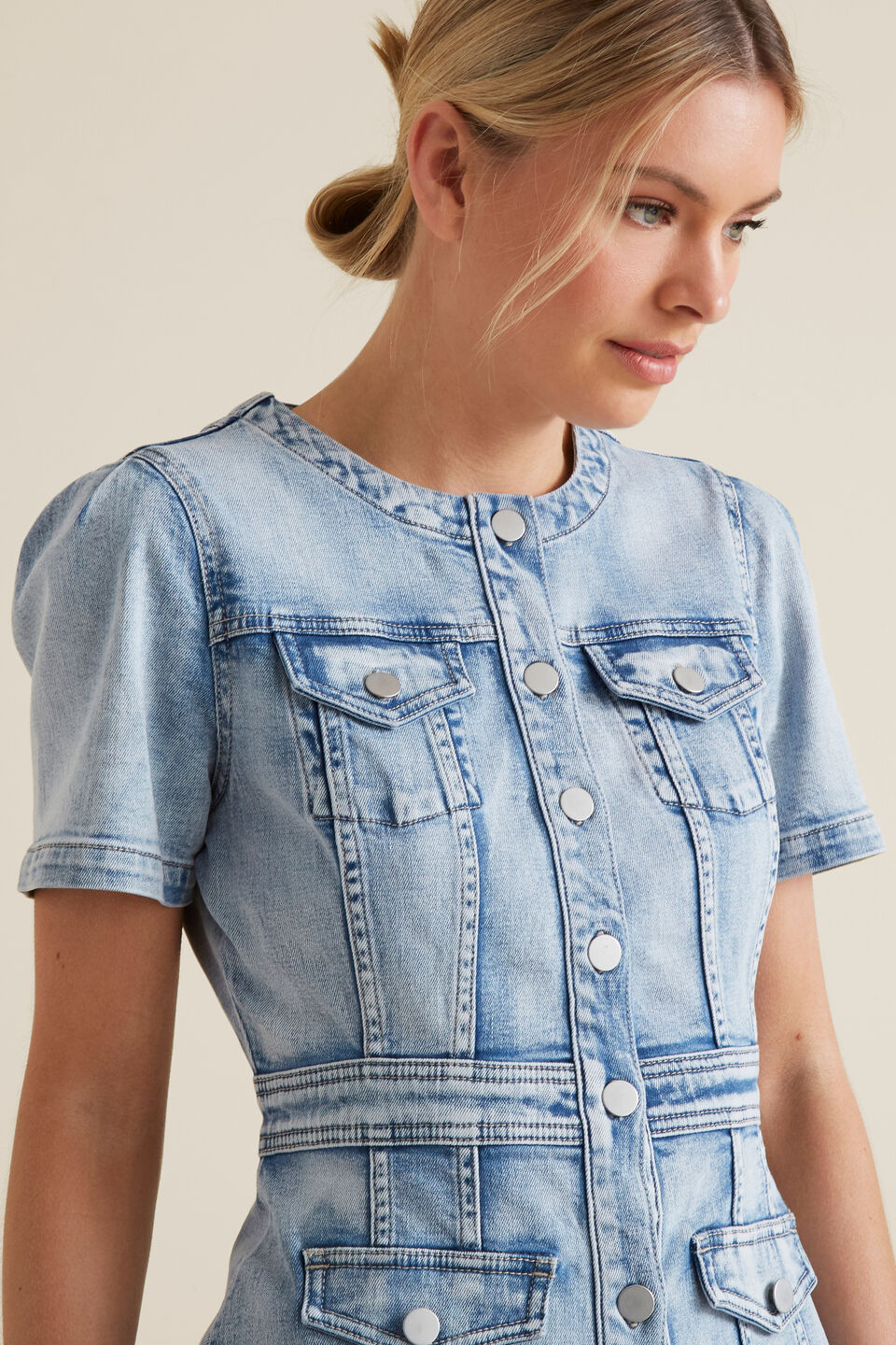 Button Through Denim Dress  