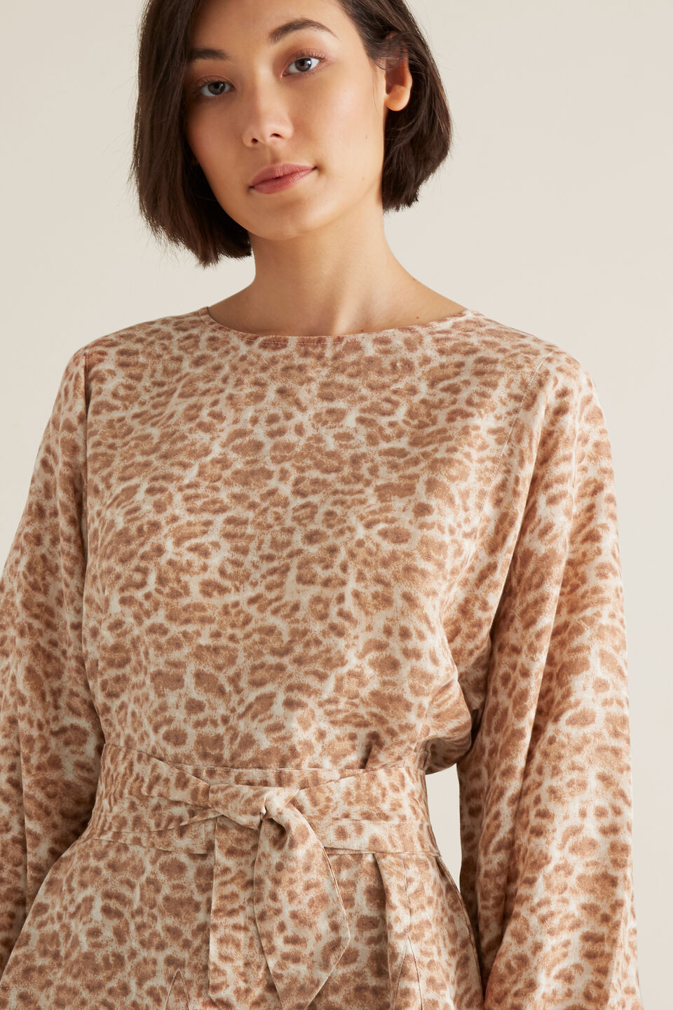 Fluted Animal Print Dress  