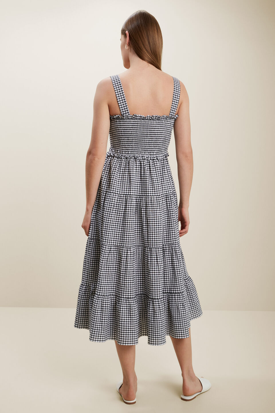 Gingham Midi Dress  Mono Gingham