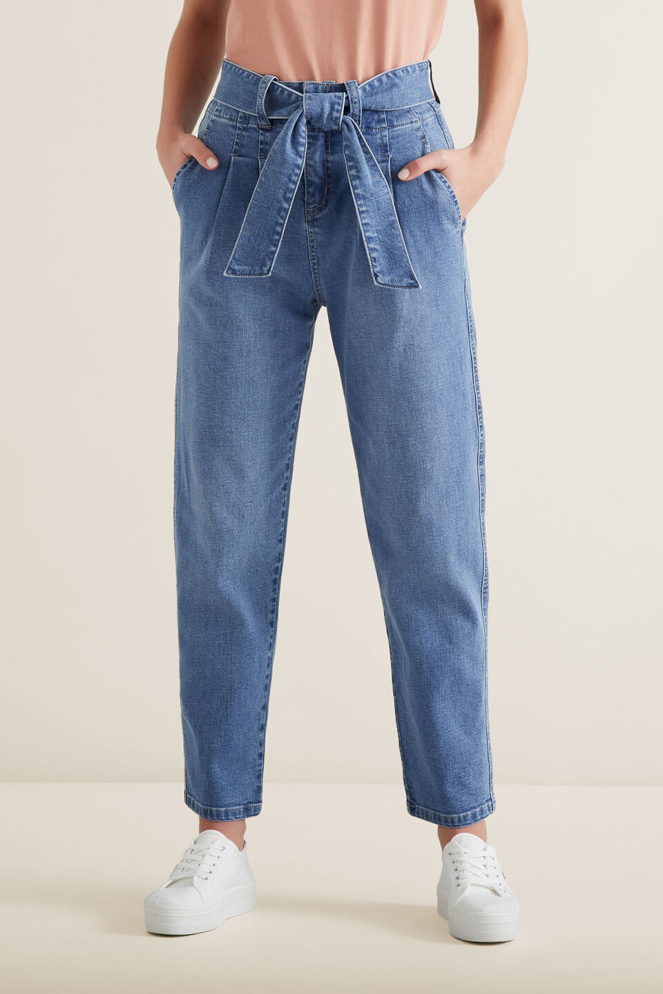 Tie Up Denim Pants  