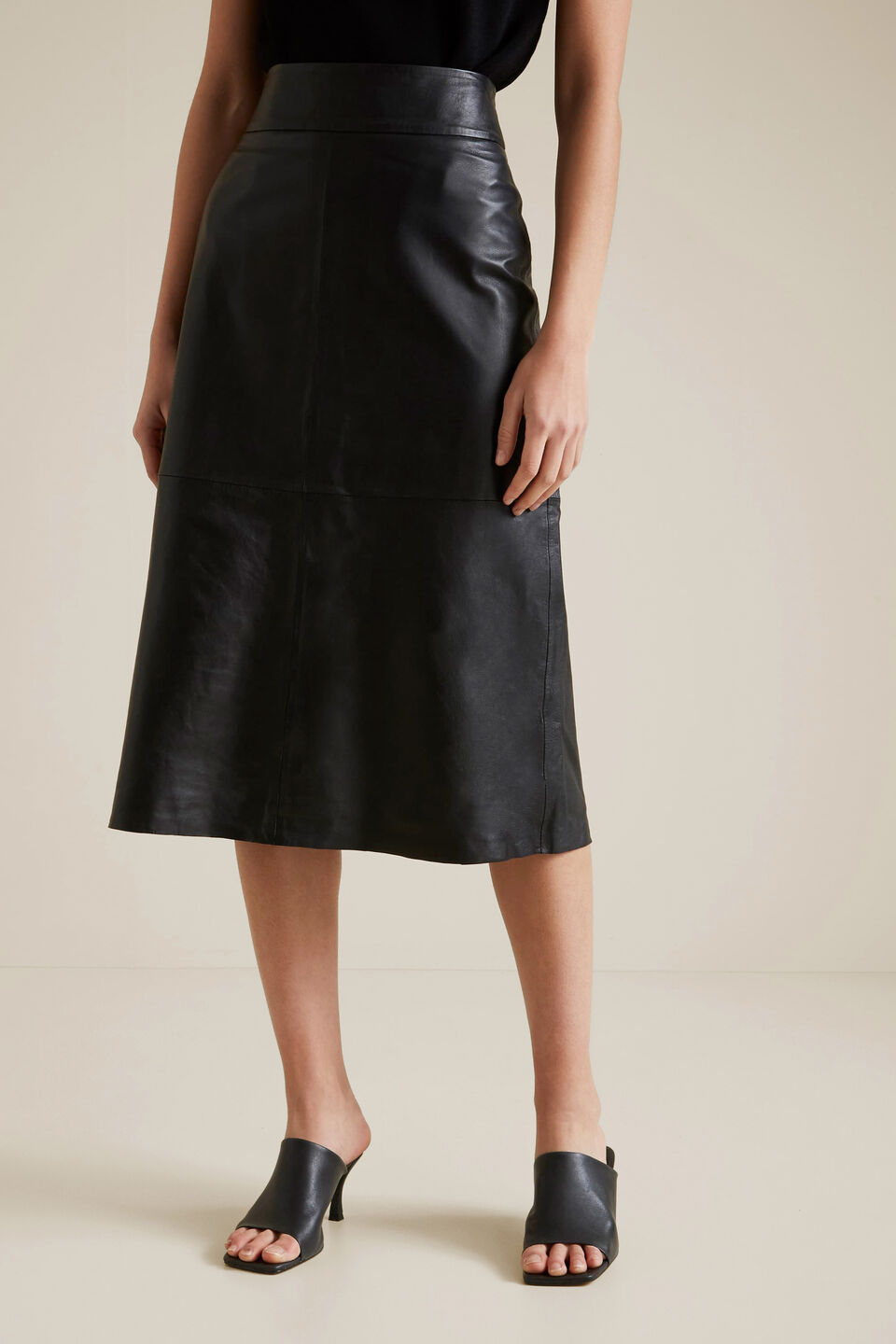 Leather Midi Skirt  