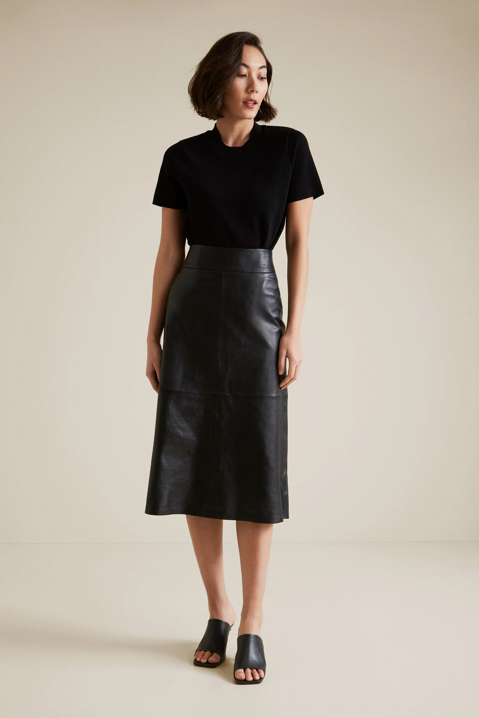 Leather Midi Skirt  