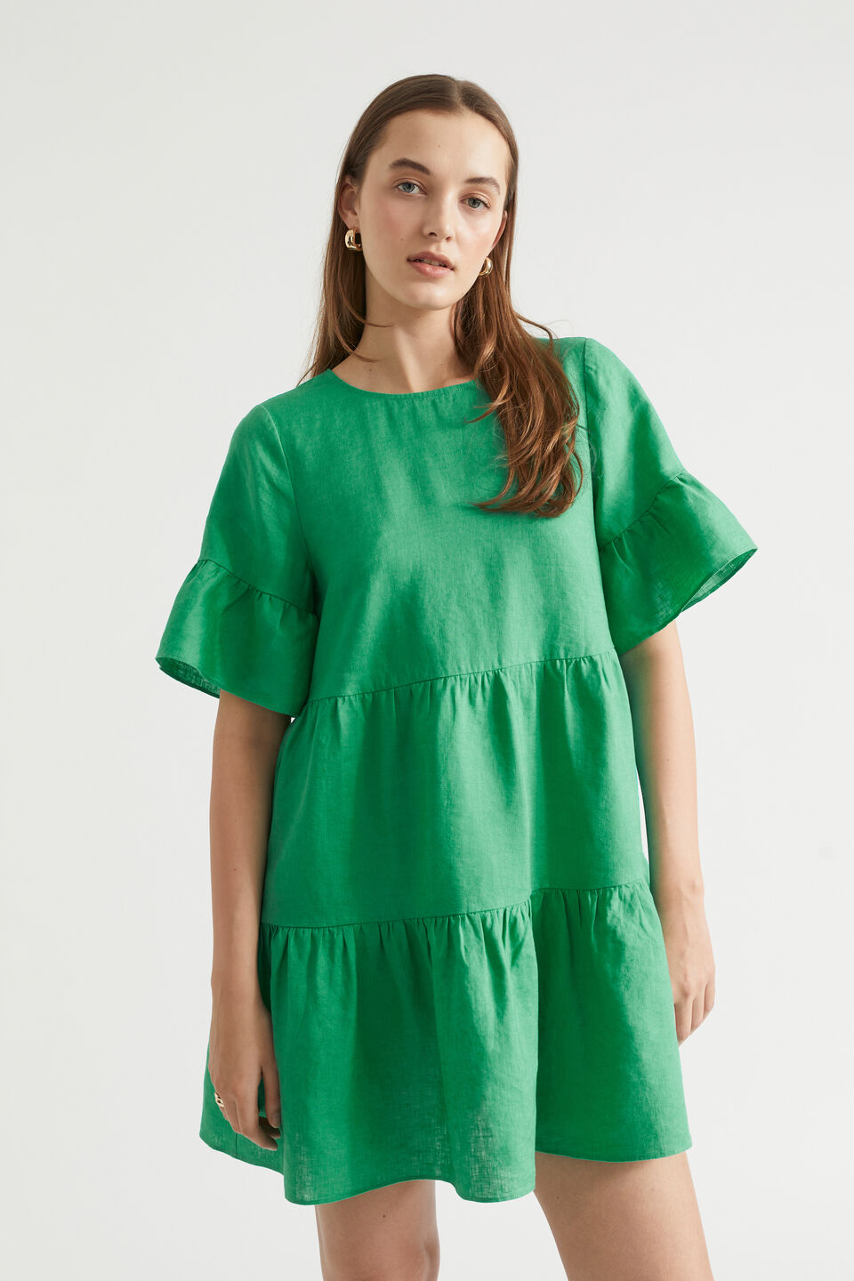 Core Linen Mini Dress  Bright Mint