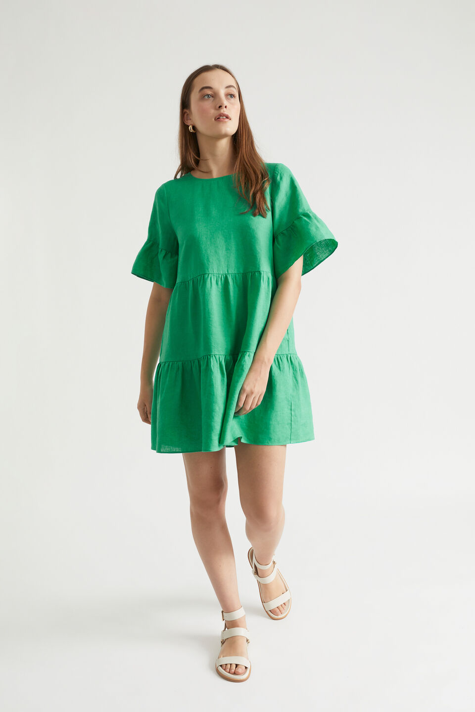 Core Linen Mini Dress  Bright Mint
