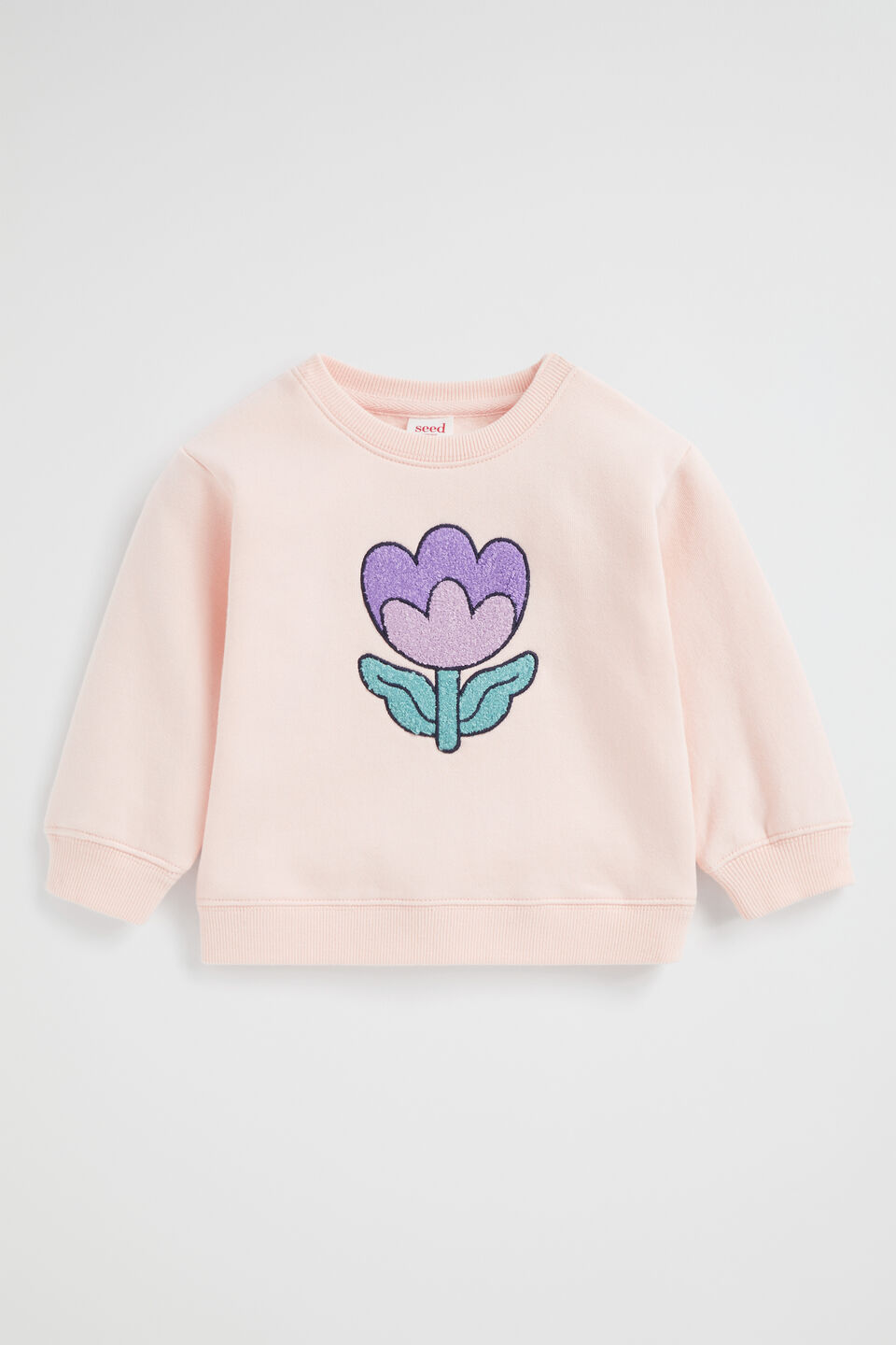 Embroidered Flower Sweat  Dusty Rose
