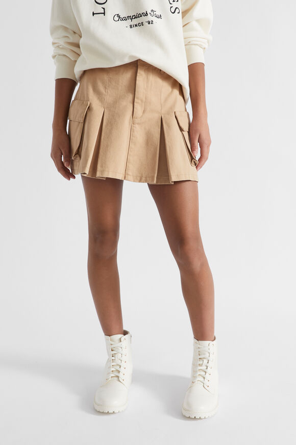 Cargo Pleat Skirt  Ecru  hi-res