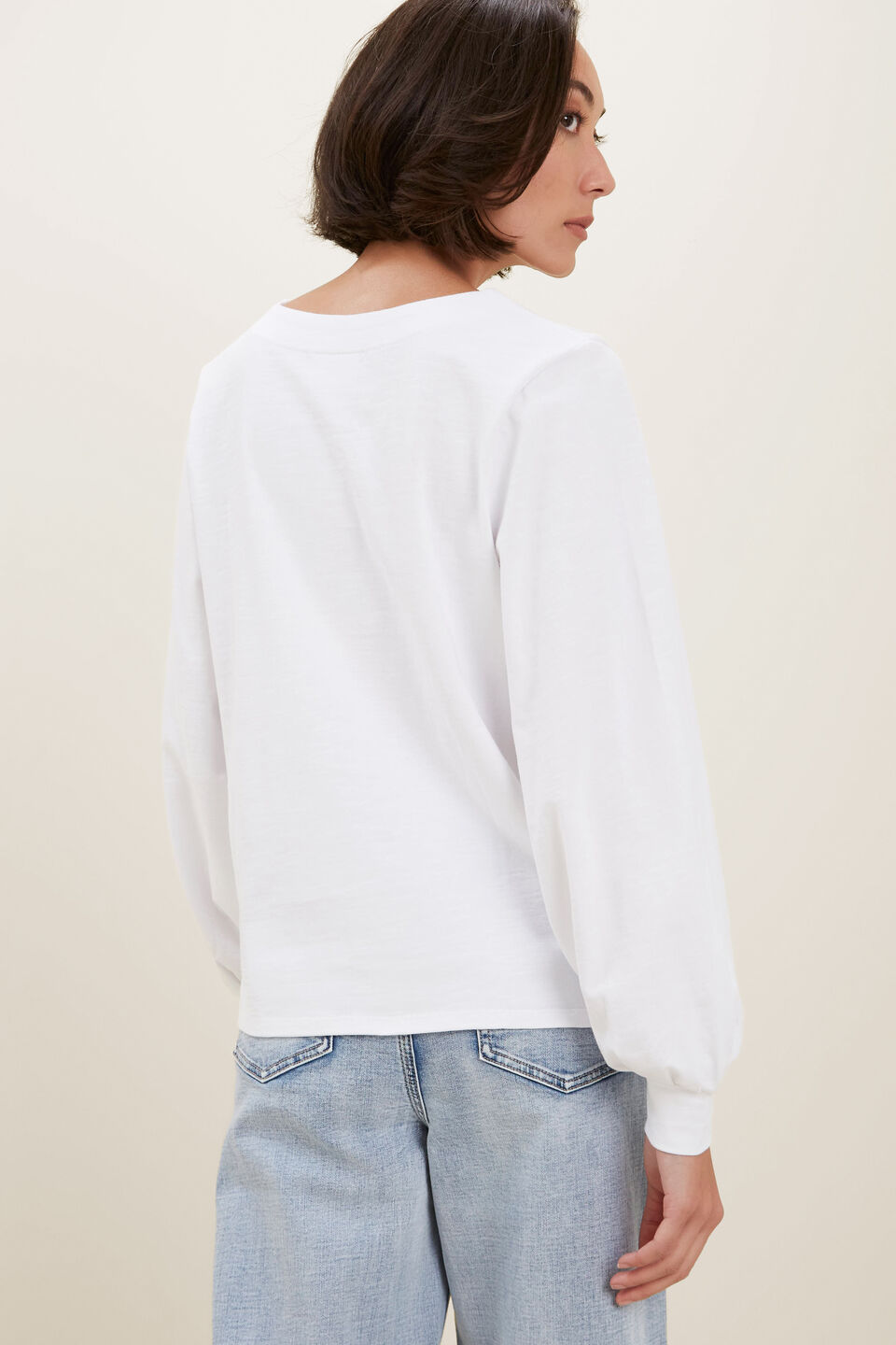 Blouson Sleeve Top  Whisper White