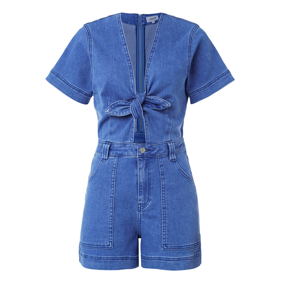 Bow Denim Romper  