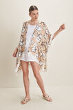 Floral Print Poncho  Neutral Sand Multi  hi-res