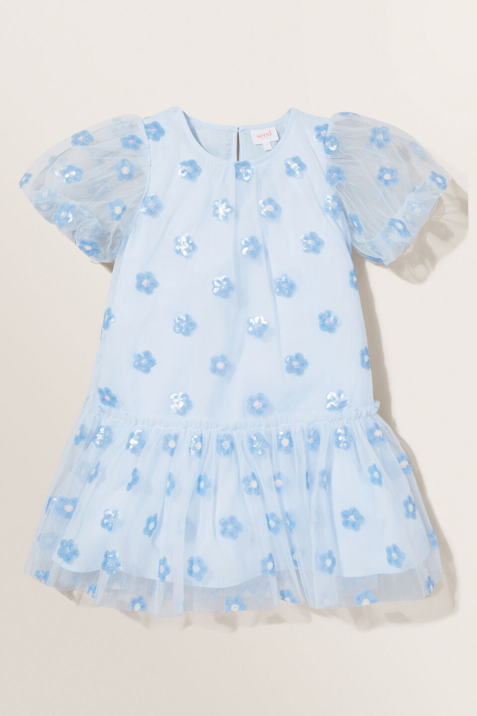 Daisy Sequin Dress  Baby Blue