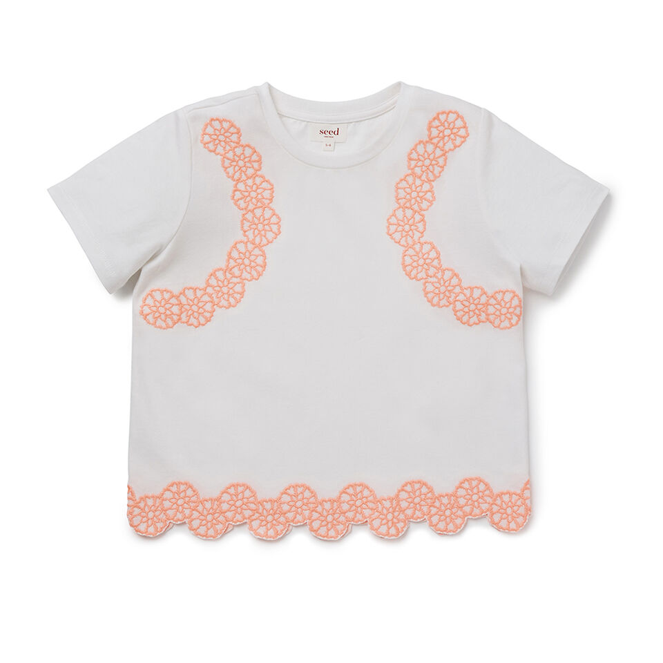 Embroidered Floral SS Tee  