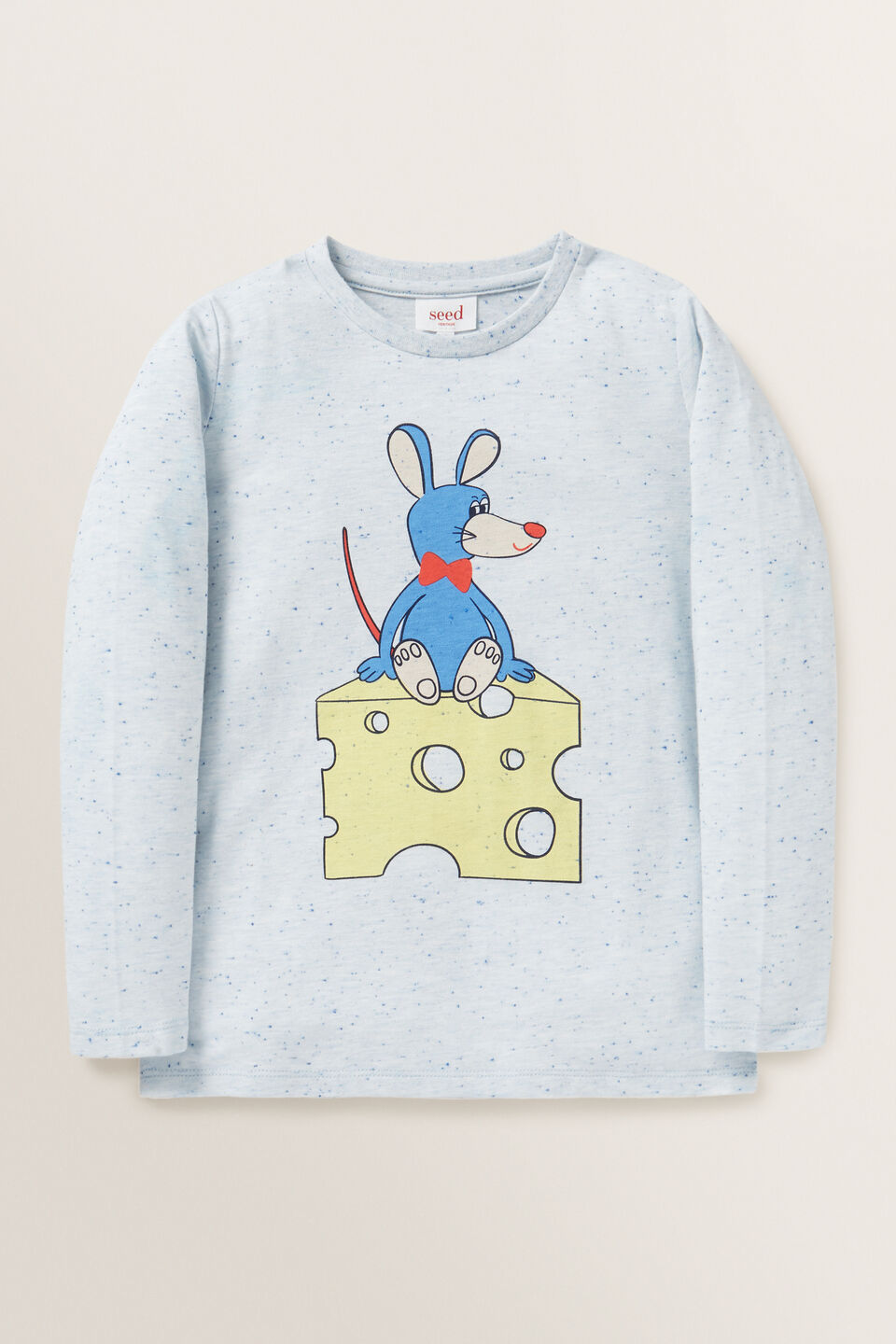 Mouse Print Tee  Blue Speckle