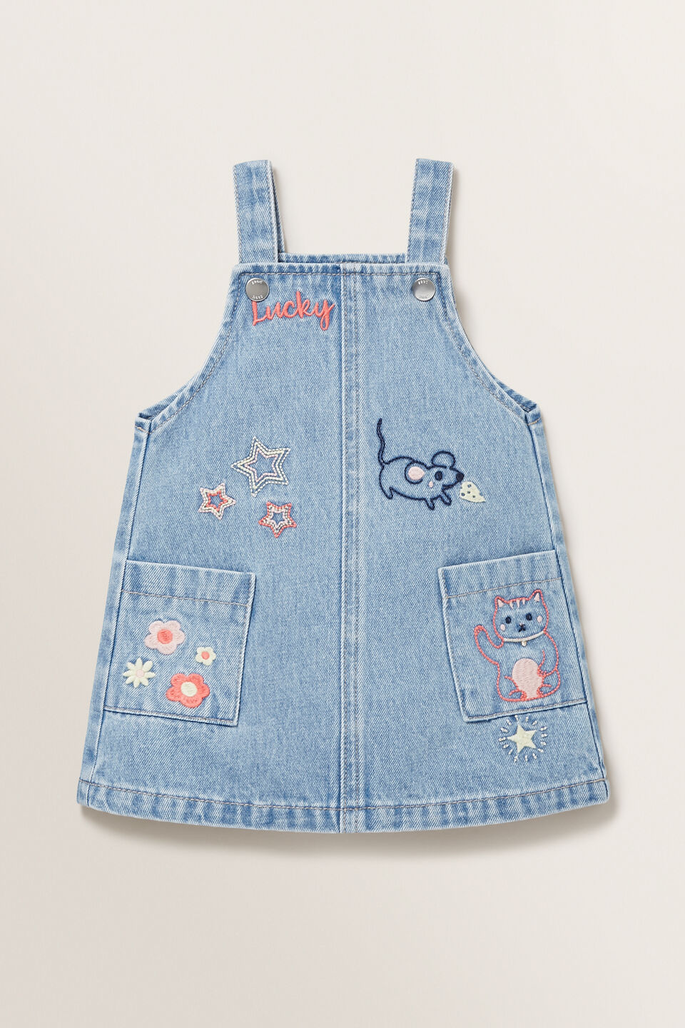Embroidered Denim Pinafore  