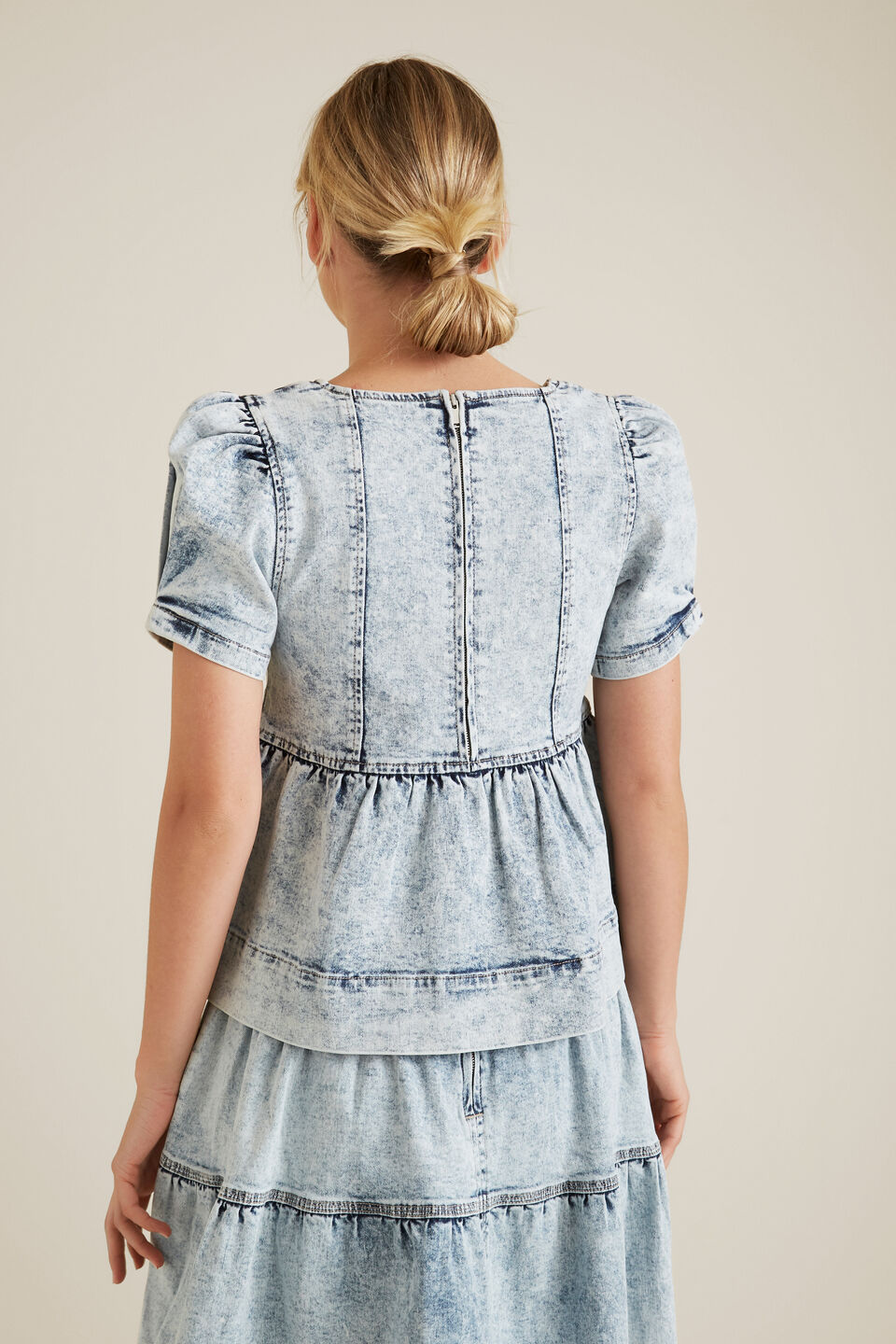 Denim Peplum Top  