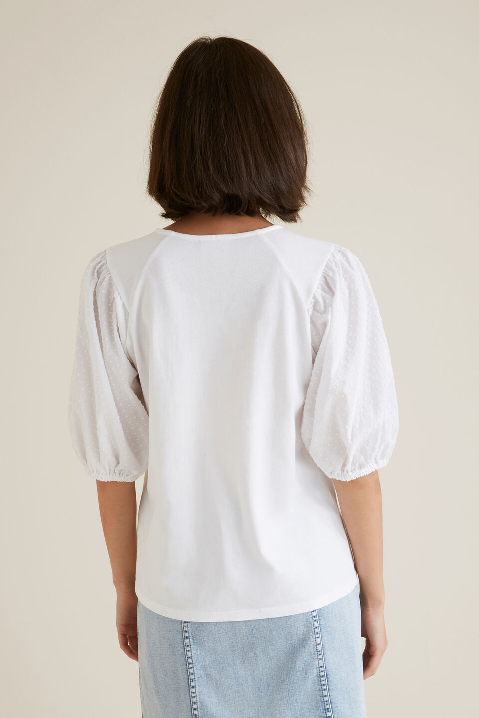 Dobby Blouson Sleeve Top  