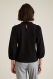 Shirred Raglan Top  Black  hi-res