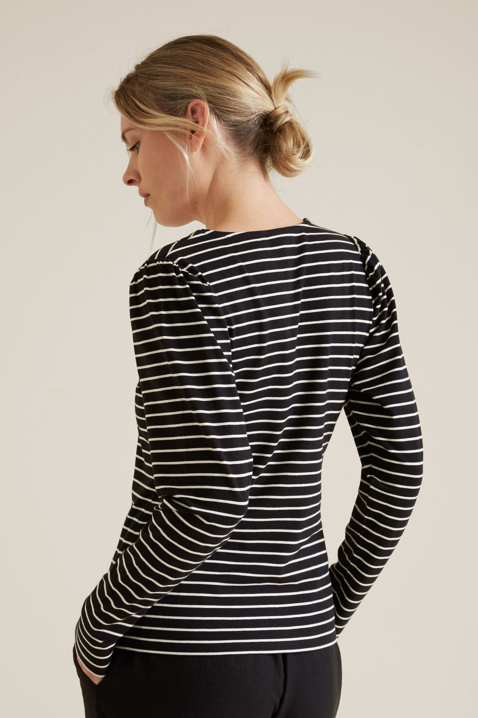 Stripe Puff Sleeve Top  