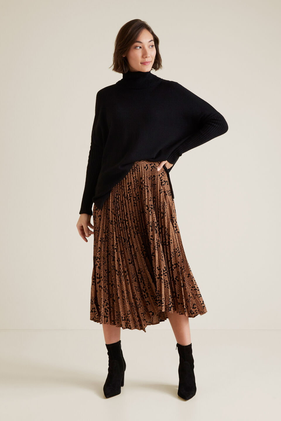 Animal Pleat Skirt  