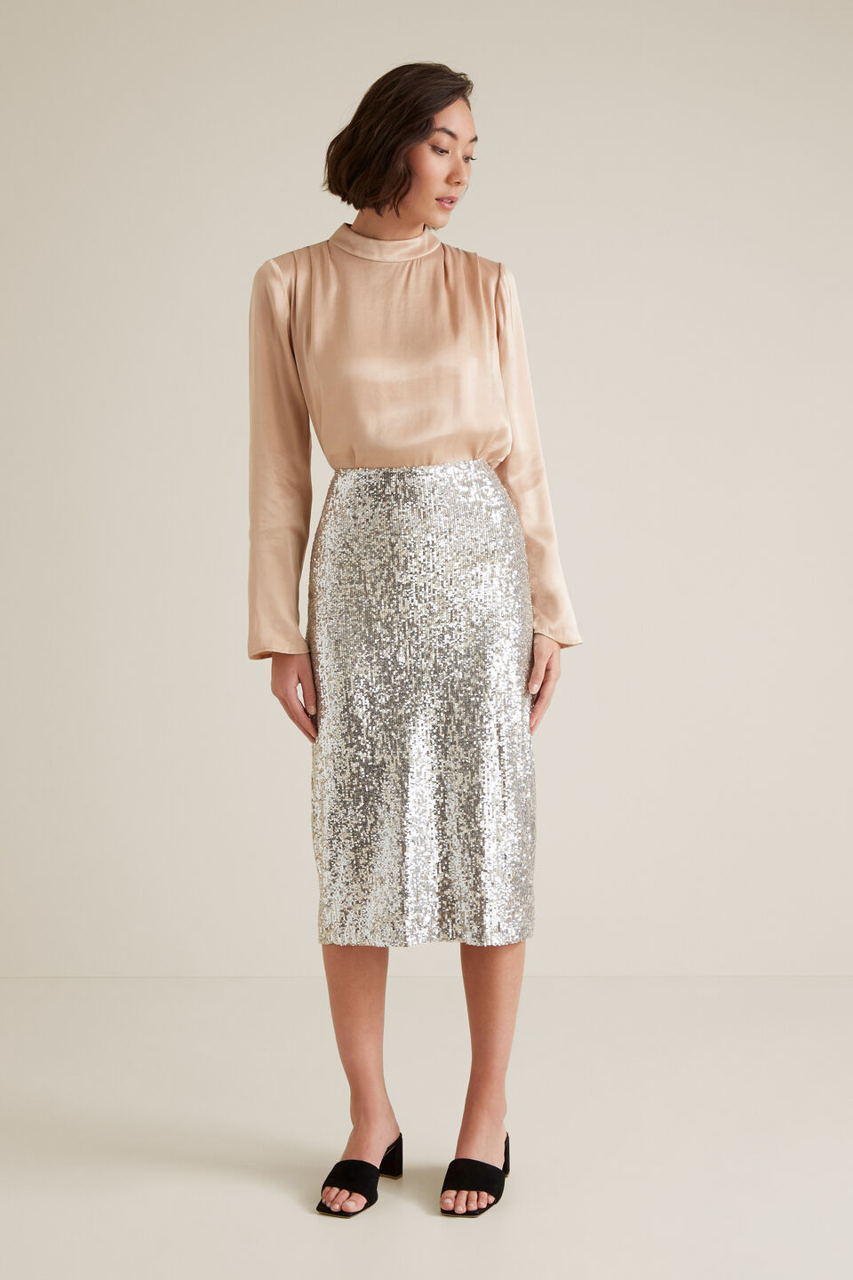 Sequin Midi Skirt  