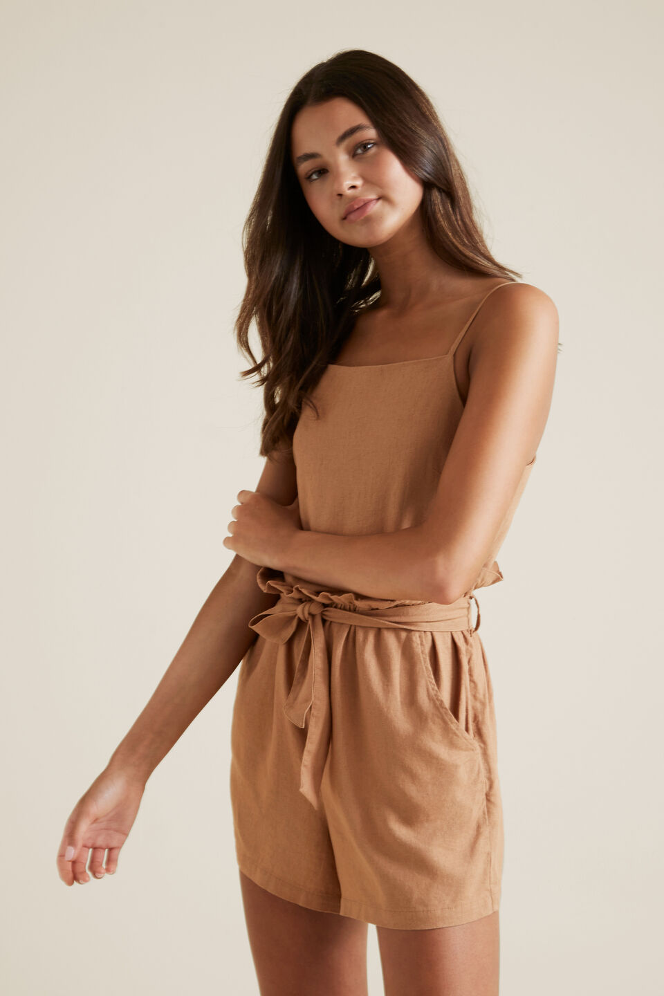 Linen Playsuit  Maple