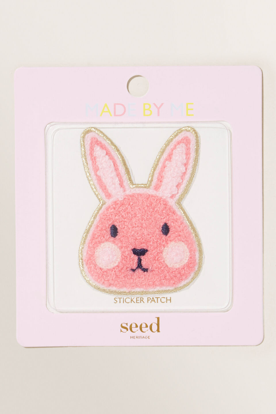 Made By Me Motif Patch  Pink Bunny
