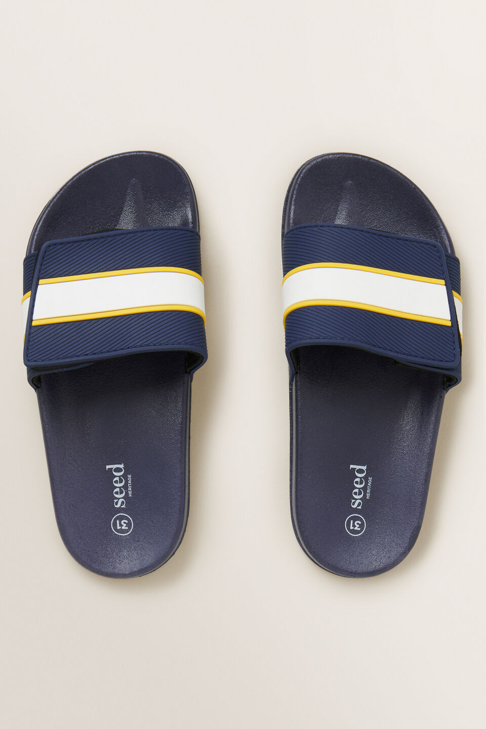 Stripe Rubber Slide  Navy