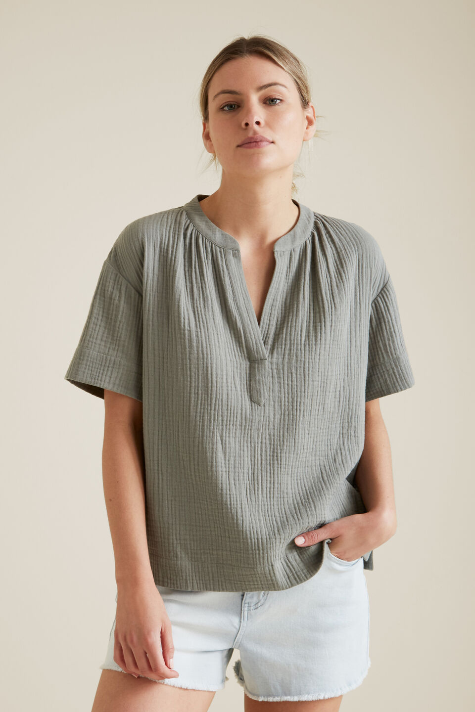 Cheesecloth Relaxed Shirt  