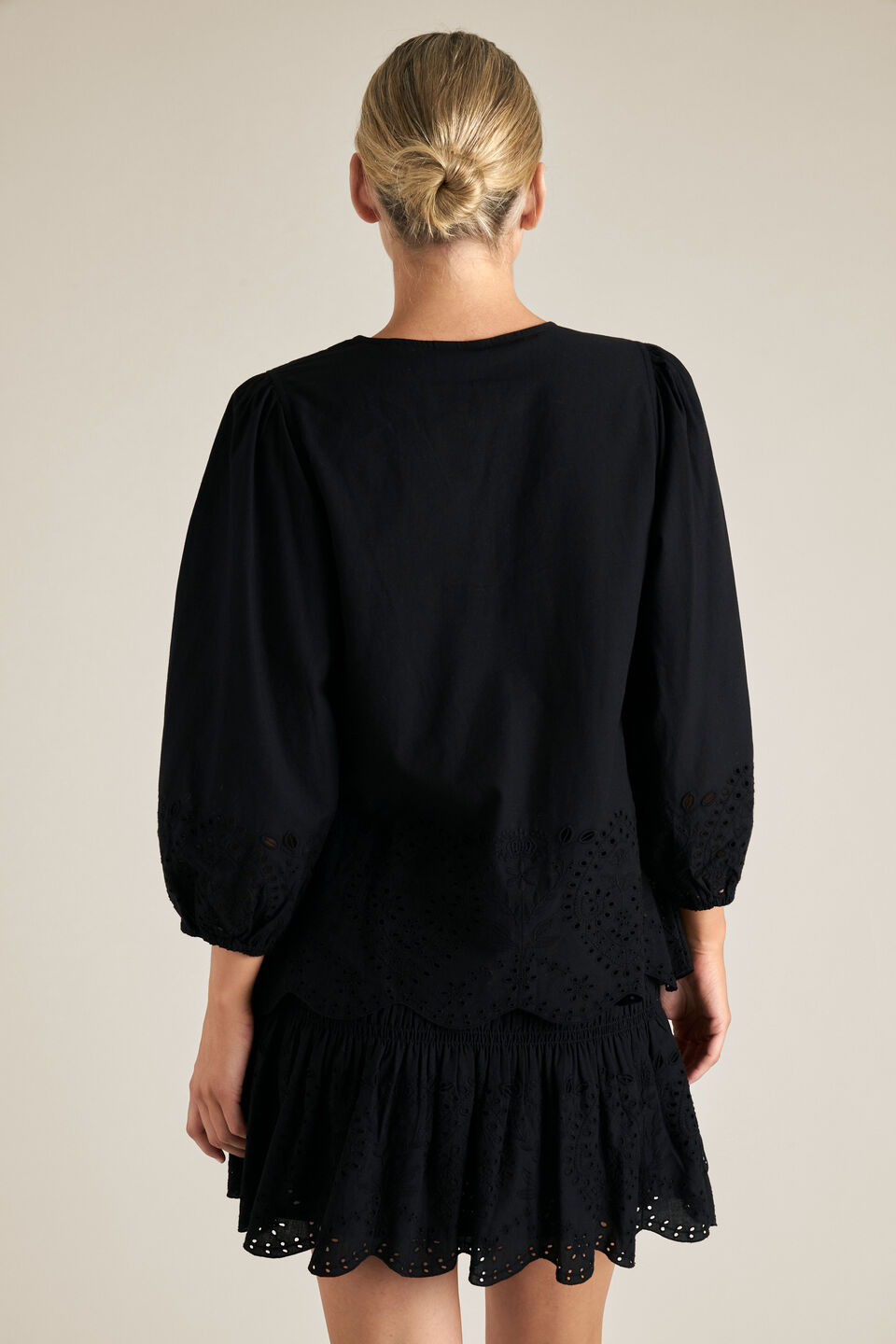 Puff Sleeve Broderie Top  