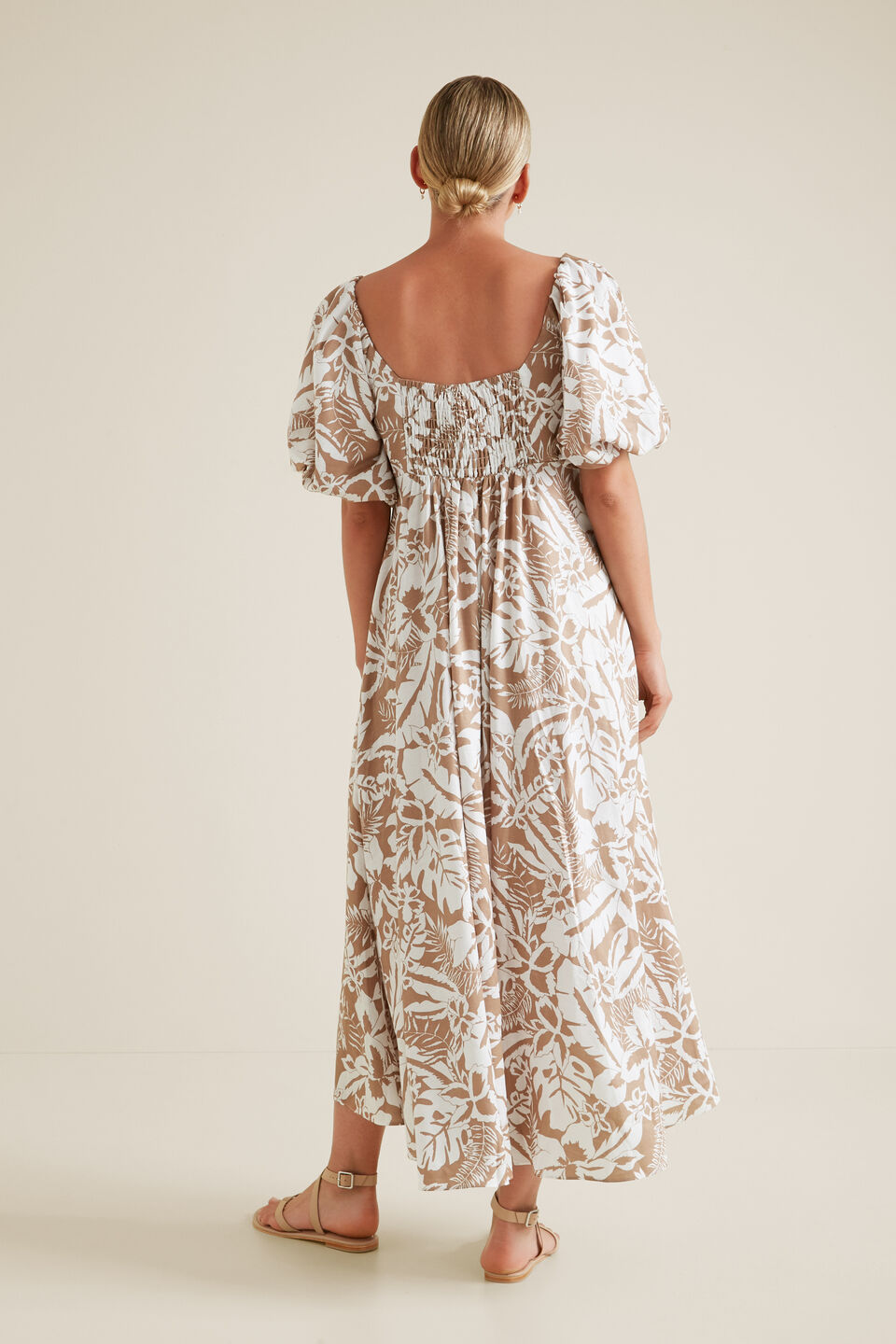 Palm Print Midi Dress  