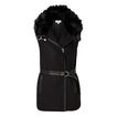 Faux Fur Trim Biker Vest    hi-res