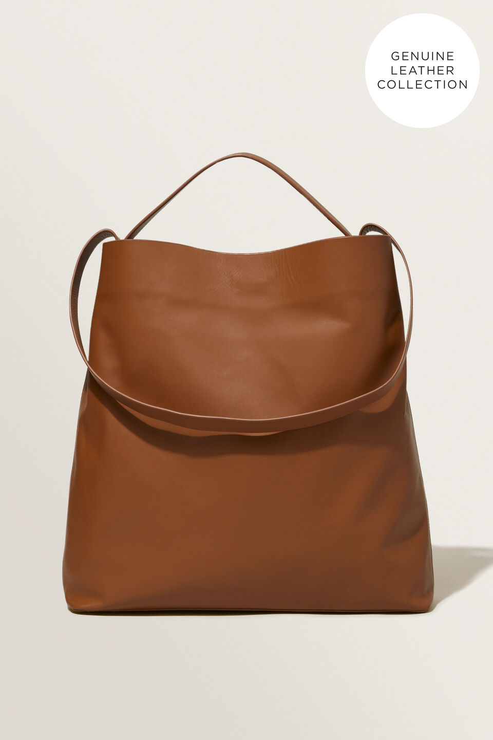 Leather Minimal Tote  Tan