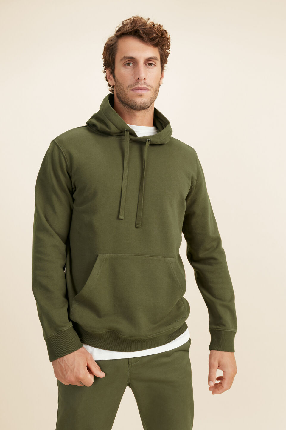 Mens Cotton Hoodie  Army Green