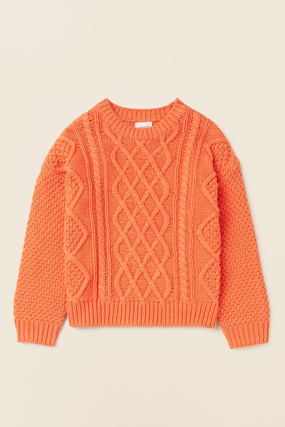 Crop Cable Sweater  Tangerine