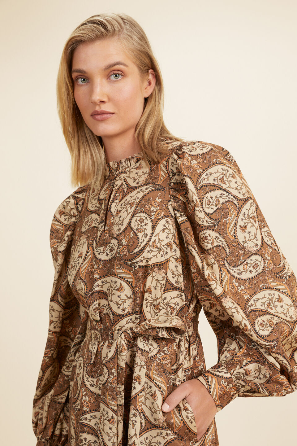 Paisley Midi Dress  Burnt Caramel Paisley