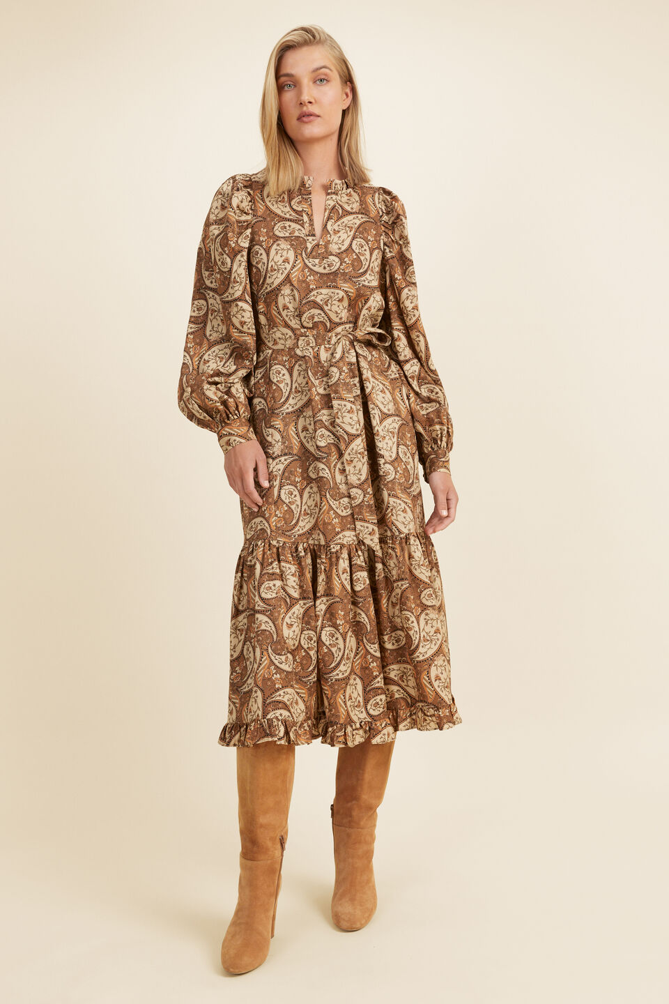 Paisley Midi Dress  Burnt Caramel Paisley