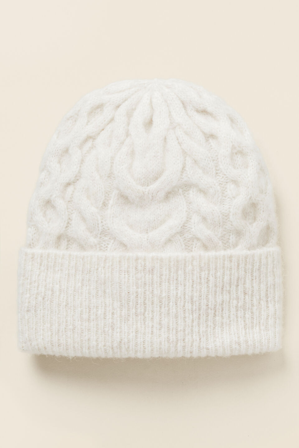 Cable Stitch Knitted Beanie  Oat Marle