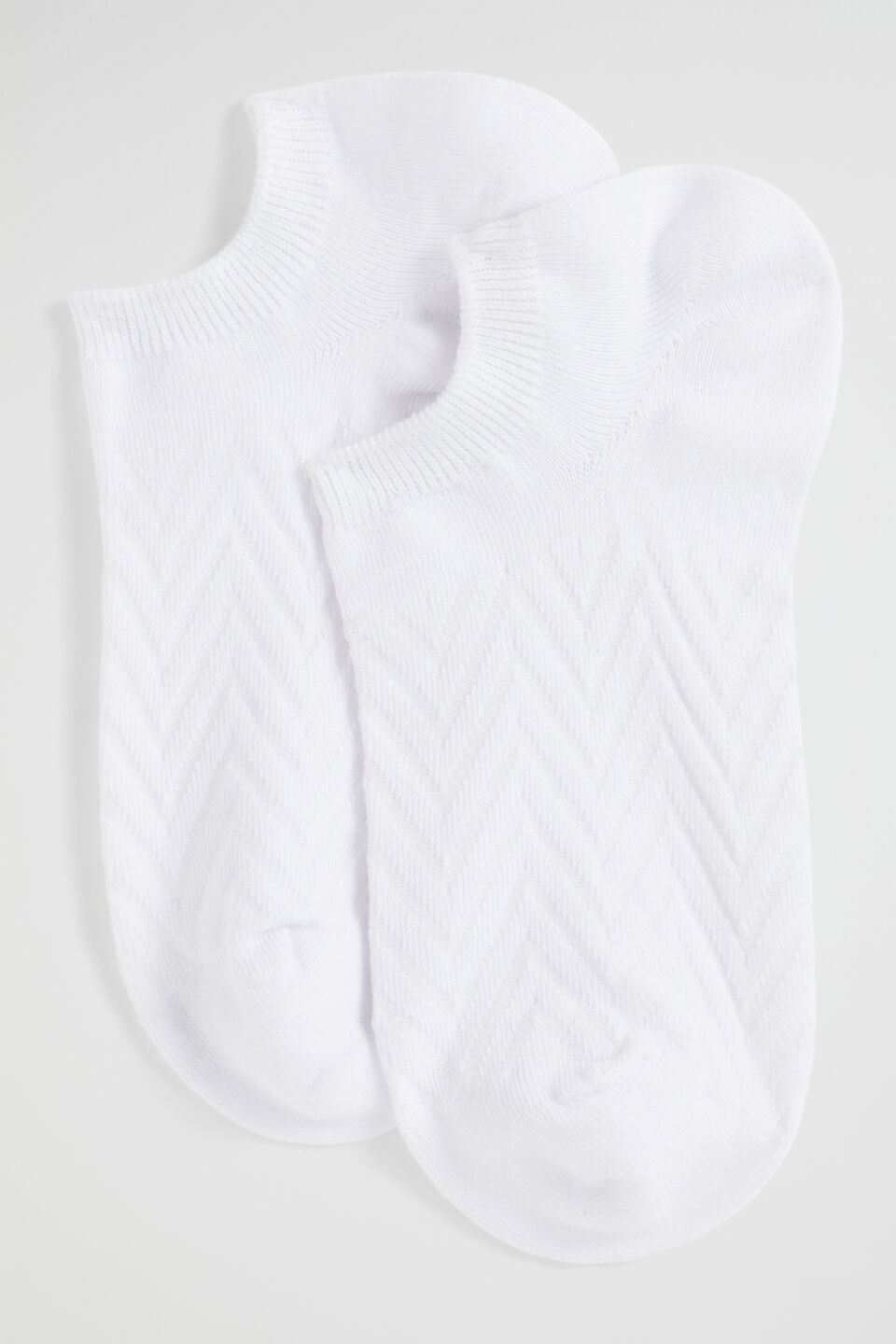 Chevron Knit Sneaker Sock  White