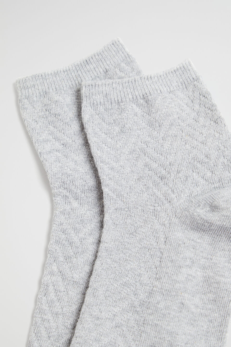 Chevron Knit Quarter Crew Sock  Grey Marle