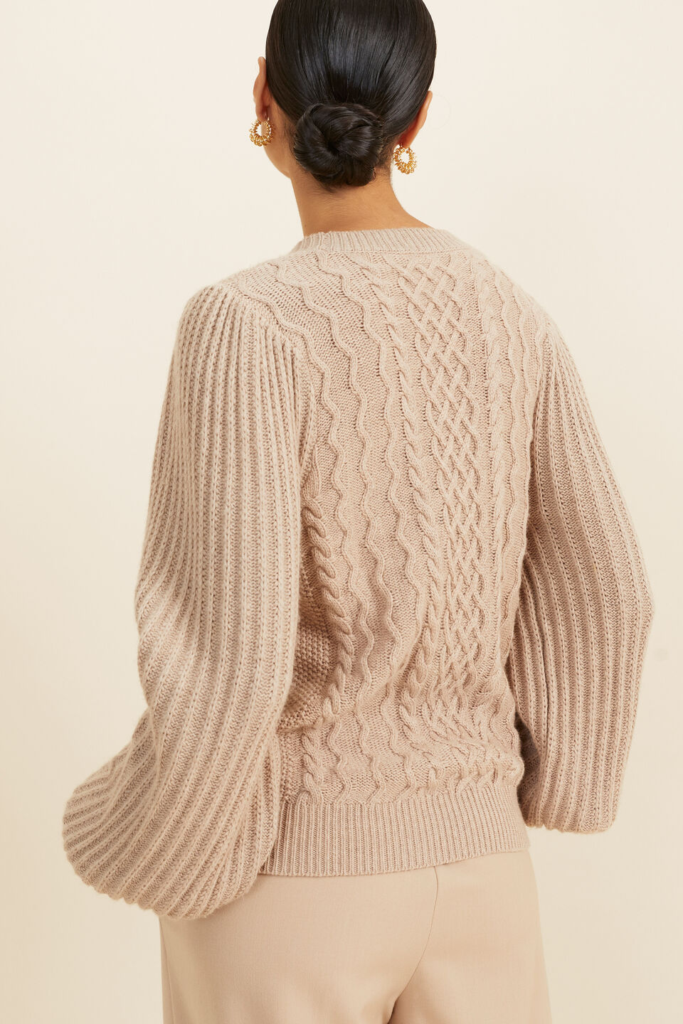 Mini Cable Sweater  Champagne Beige Marle