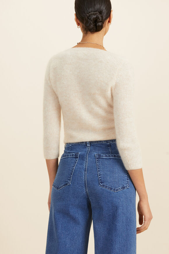 Fluffy Half Sleeve Top  Oat  hi-res