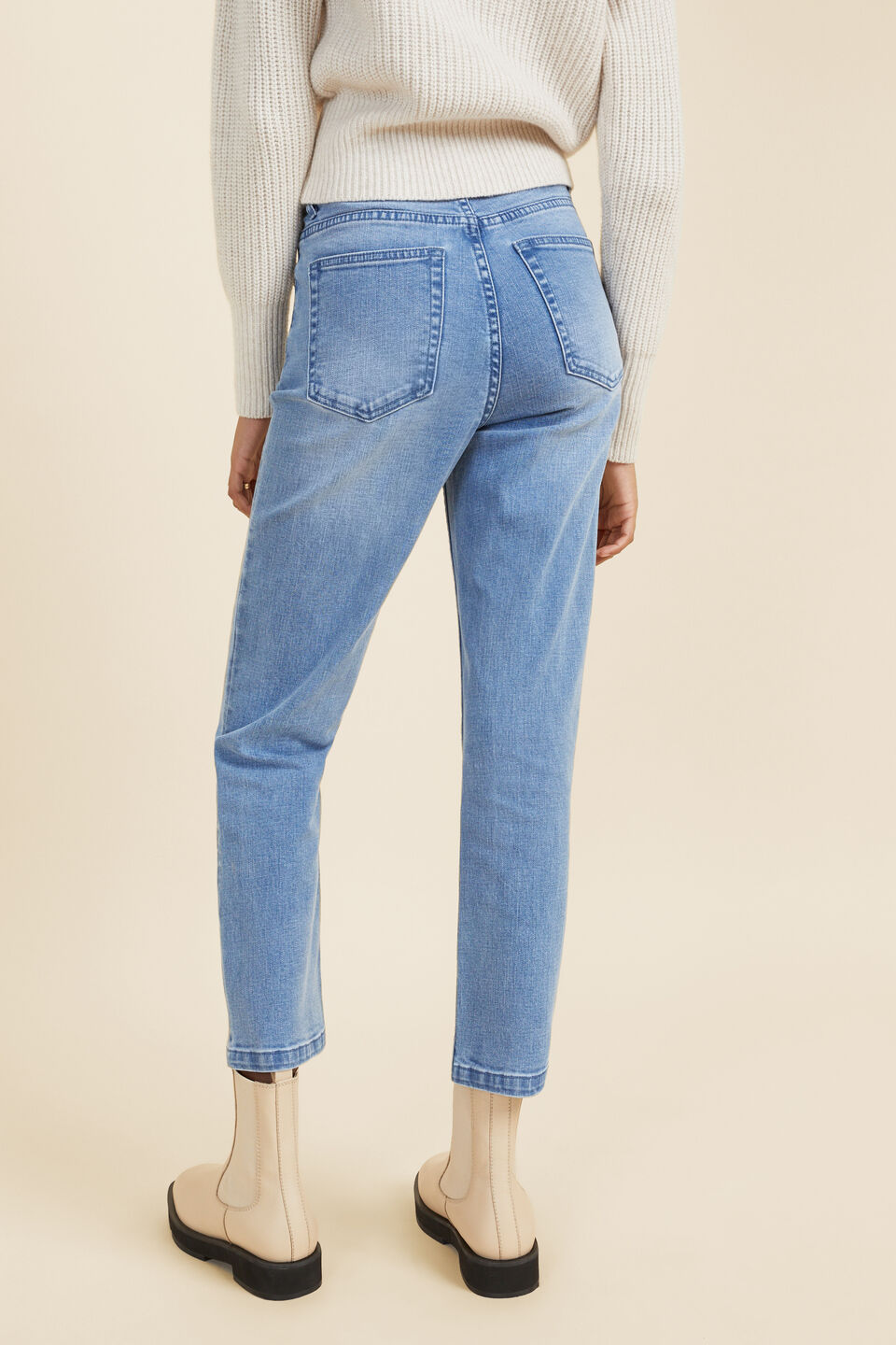 Button Fly Jean  Mid Vintage Wash