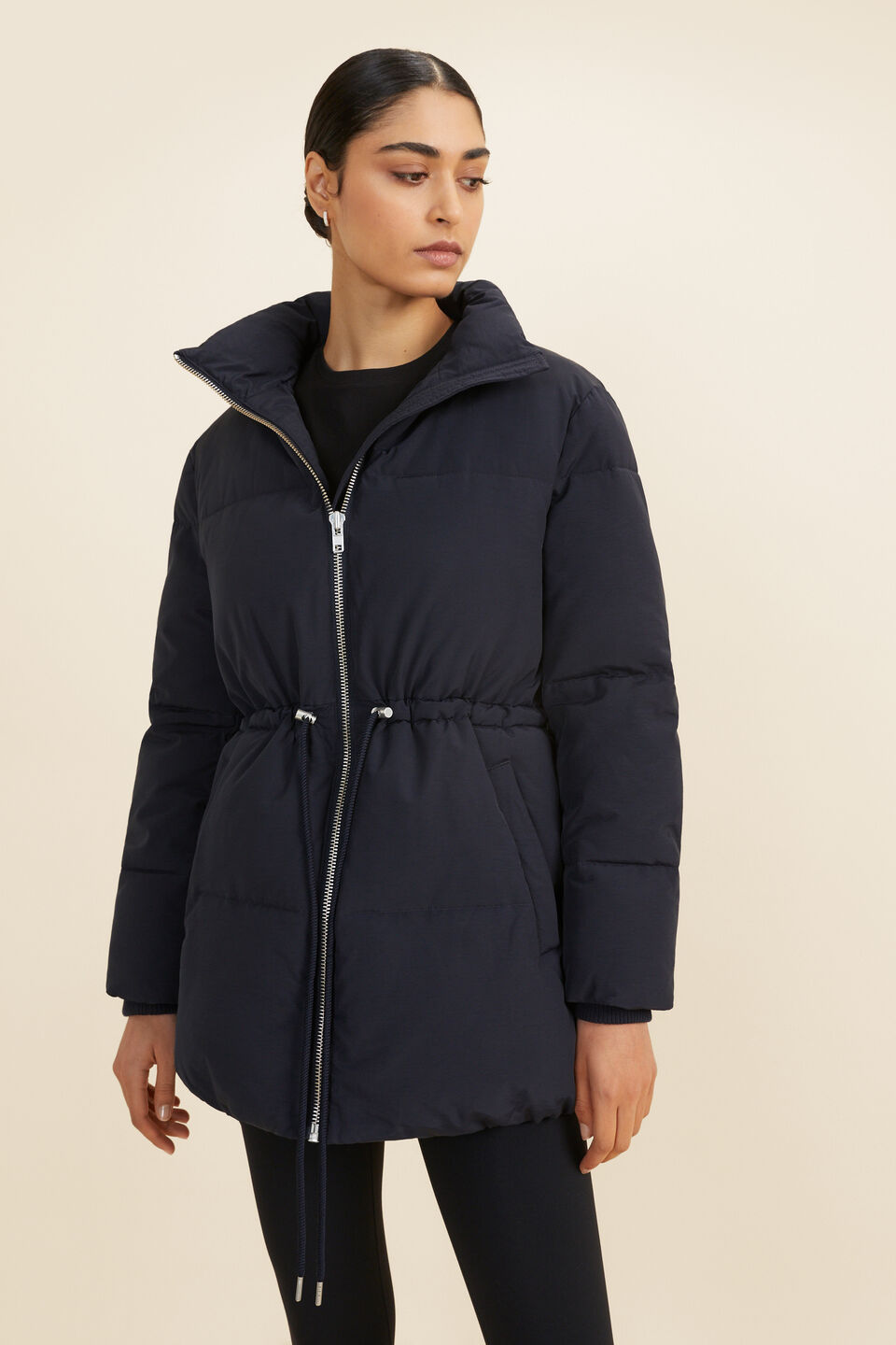 Mid Length Puffer  Deep Navy