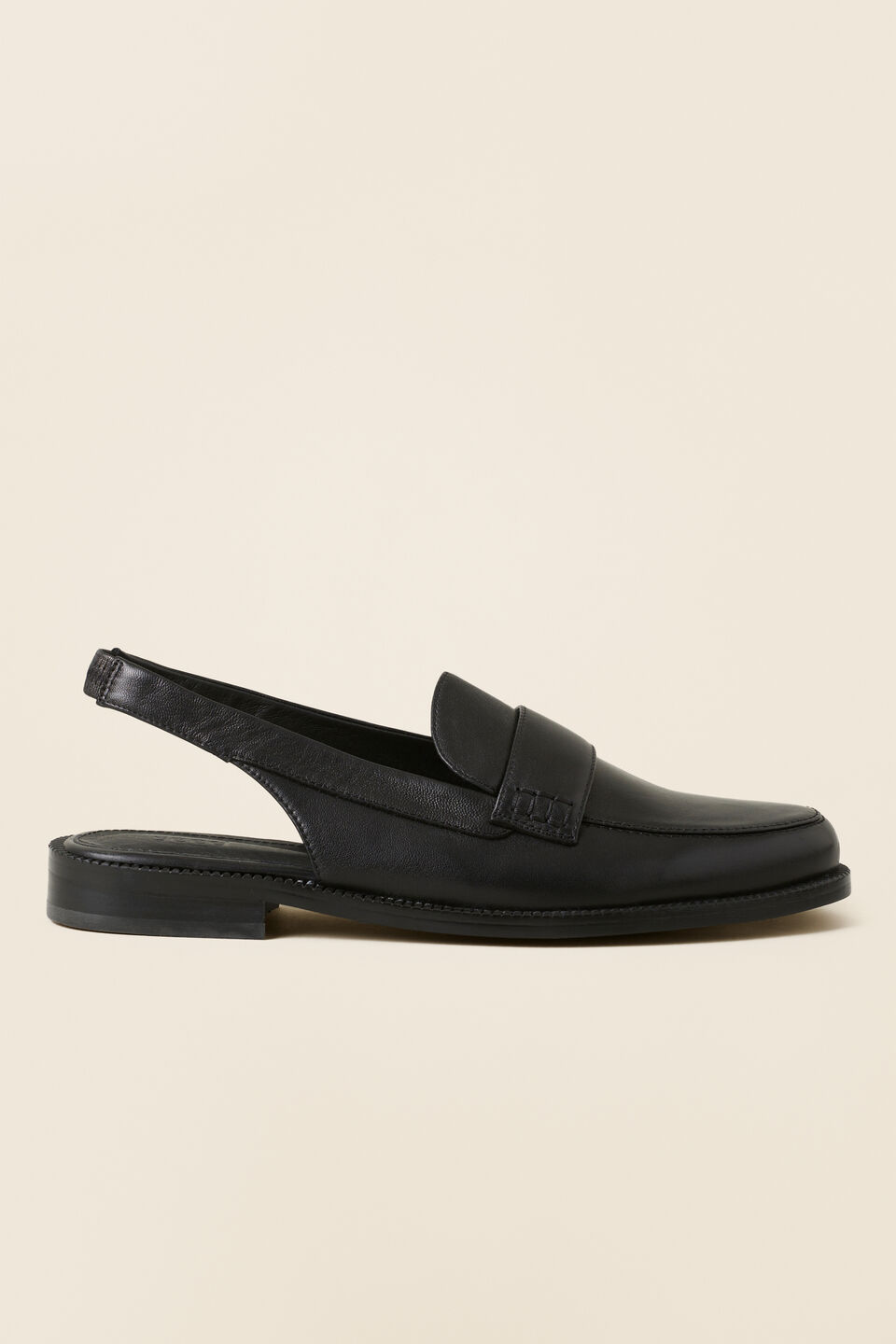 Monique Leather Slingback Loafer  Black