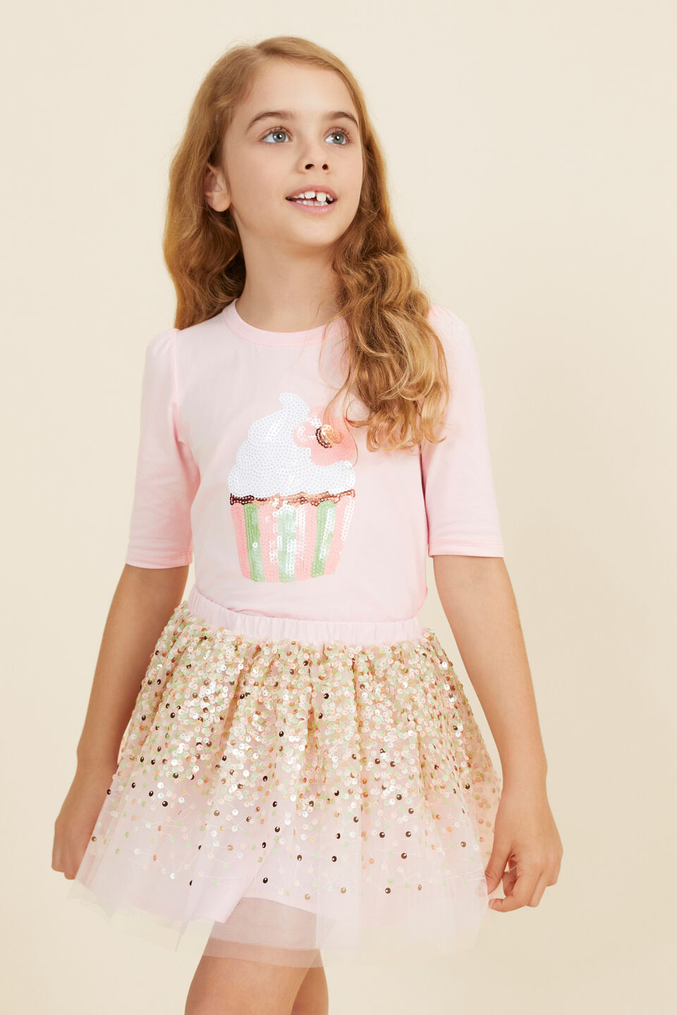 Cupcake Sequin Tee  Dusty Rose