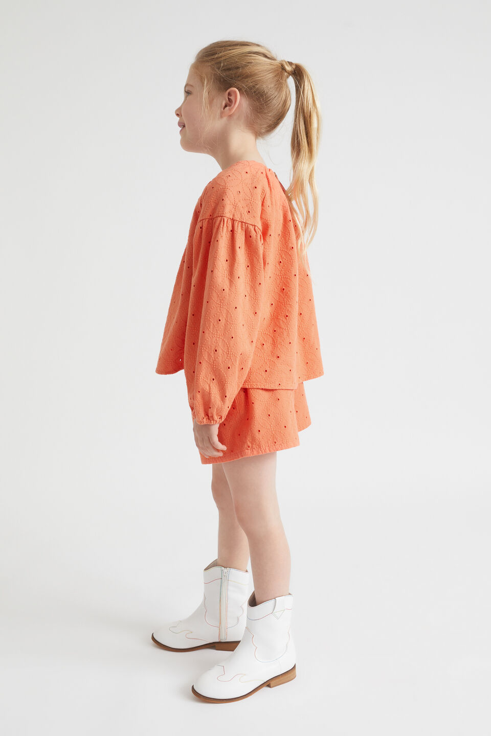 Cutwork Short  Tangerine