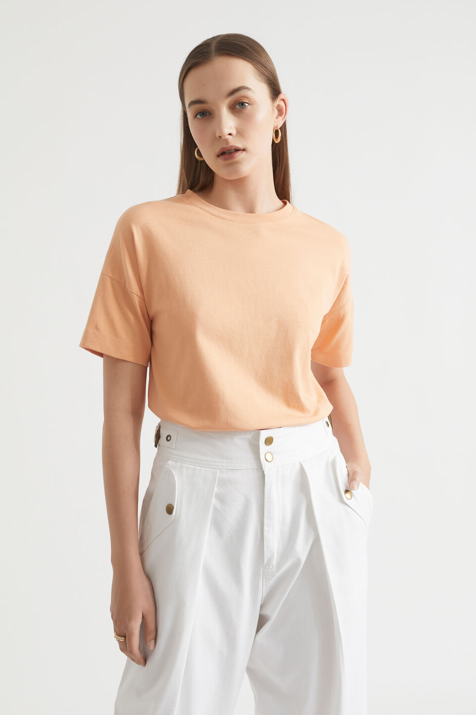 Core Boxy Tee  Peach Bloom