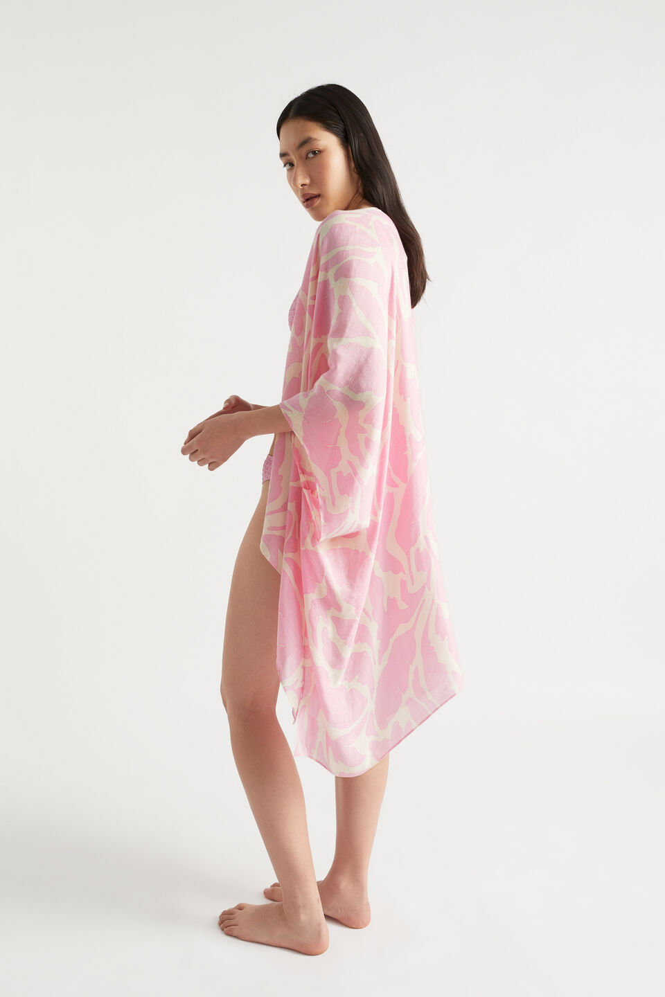Lightweight Print Poncho  Soft Orchid Floral