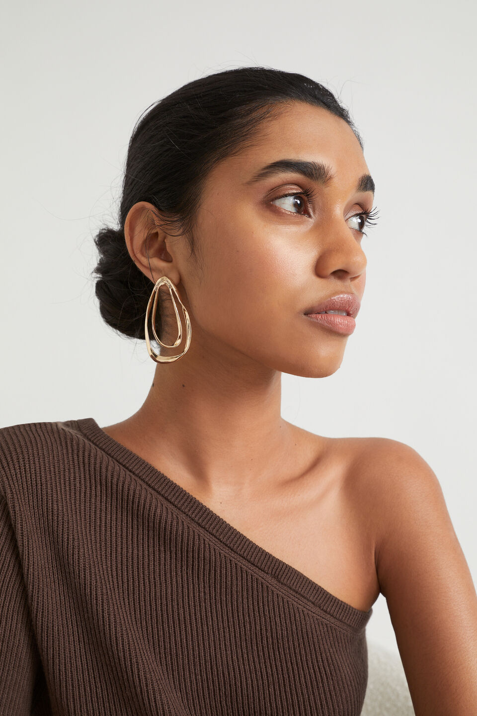 Organic Stud Earrings  Gold